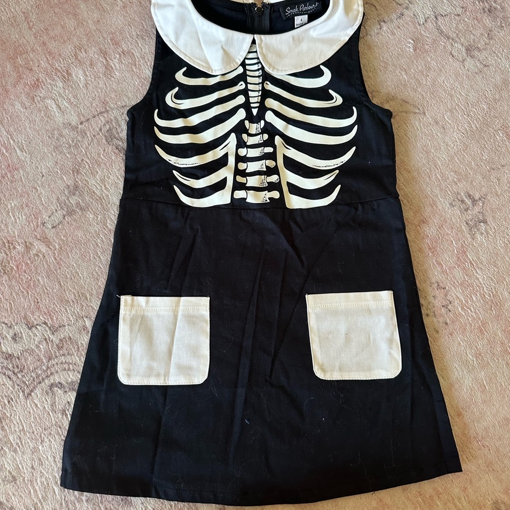 Unique Vintage Black and White Skeleton Dress for Kids glow in the dark